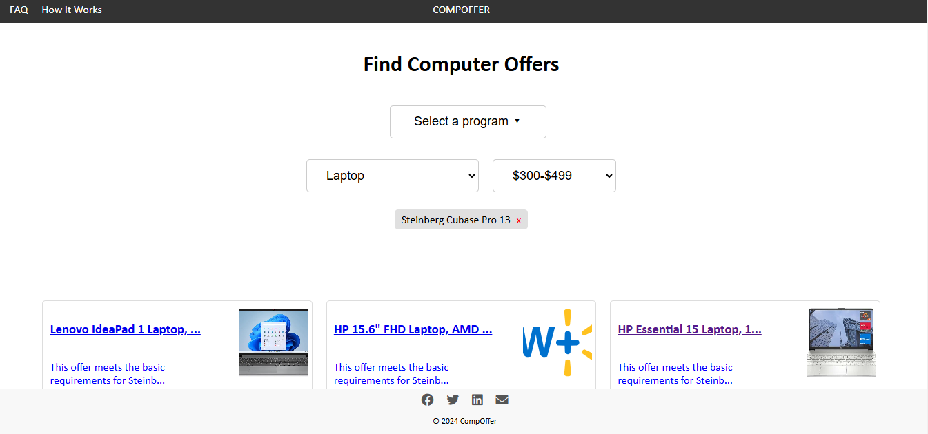 Filter options in CompOffer for price and device type